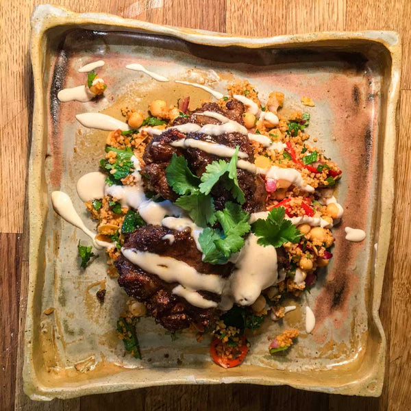 Moroccan Lamb with Spiced Couscous and Tahini - Somerset Foodie