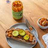 Butter Bike Smoked Chilli Peanut Butter on toast with gherkins