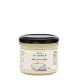 Jar of Finca La Barca Oak Smoked Spanish Alioli on a white background
