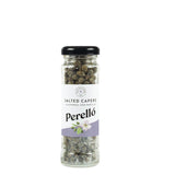 A 75g jar of Perello Salted Capers (non pareilles) on a white background.