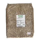 1kg Bag of Somerset Foodie branded sunflower seeds with a label on a white background