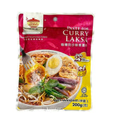 A 200g pack of Tean's Gourmet Paste for Curry Laksa showing a bowl of Malaysian laksa on the front of the pack.