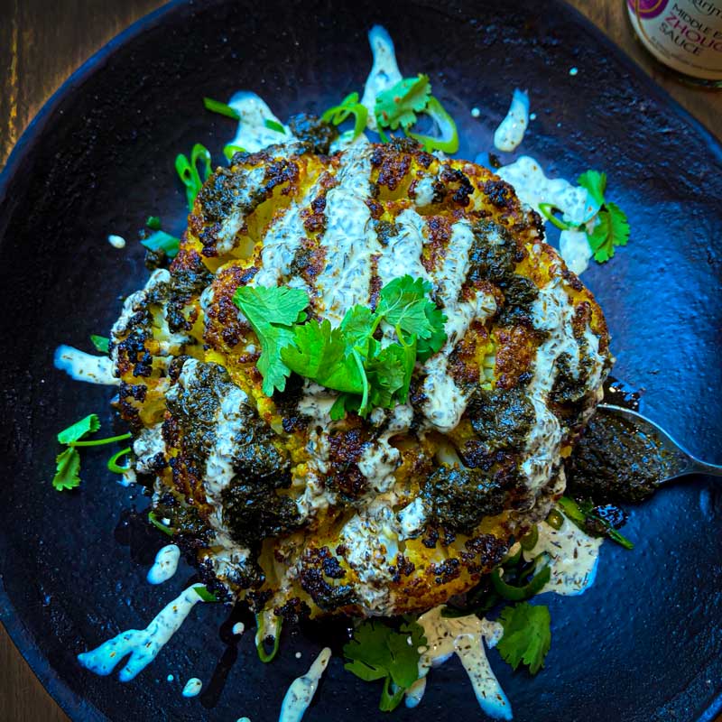 Whole Roasted Cauliflower with Zhoug Recipe Somerset Foodie