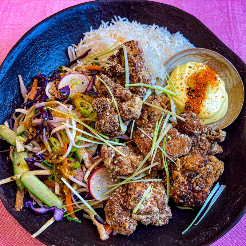 Karaage - Japanese Fried Chicken with Sweet Miso and Sesame Slaw