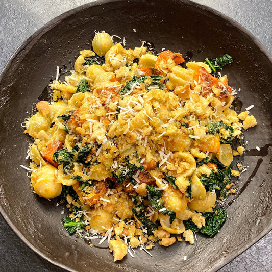 Orecchiette Pasta with Roasted Squash, Cavolo Nero & Pangratatto