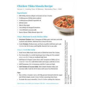 East at Home Chicken Tikka Masala Recipe Card