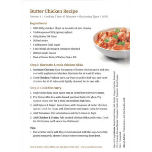 East at Home Butter Chicken Recipe Card