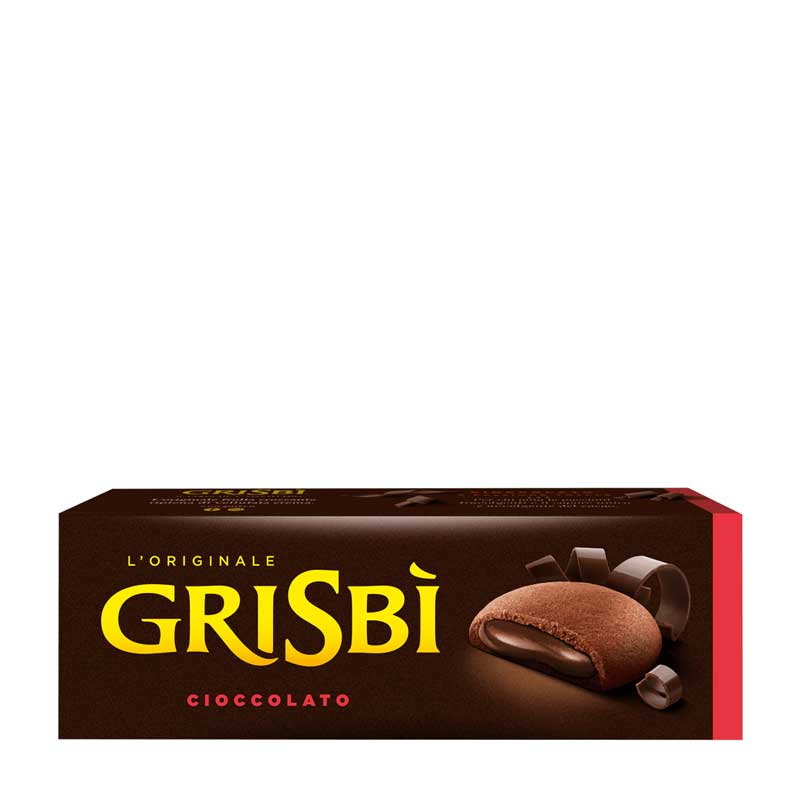 Box of Grisbi Italian Chocolate Biscuits on a white background