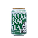 Can of Nania's Misty Green Kombucha with green and white design on a white background
