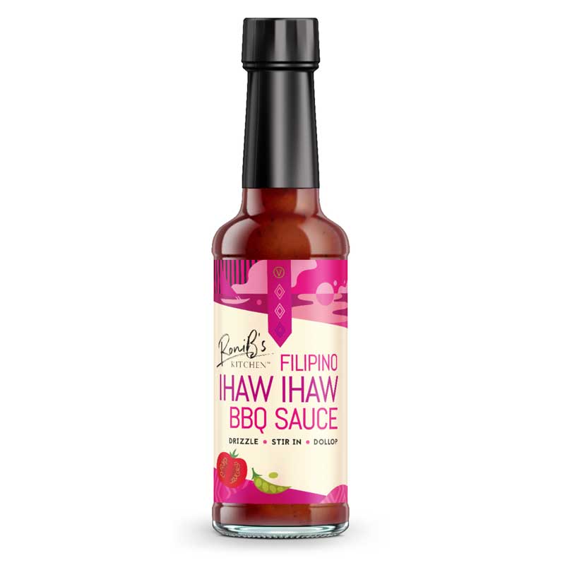 Picture of Roni Bs Filipino Ihaw Ihaw BBQ Sauce with a pink label on a white background