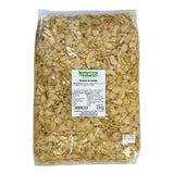 A 1kg  bag of Somerset Foodie Flaked Almonds in clear packaging with a label on a white background
