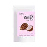 A pack of The Earthy Overnight Oats with an illustration of taro root on a pink background