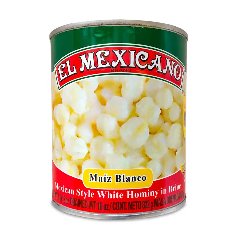 El Mexicano White Hominy in Brine Maiz Blano 822g