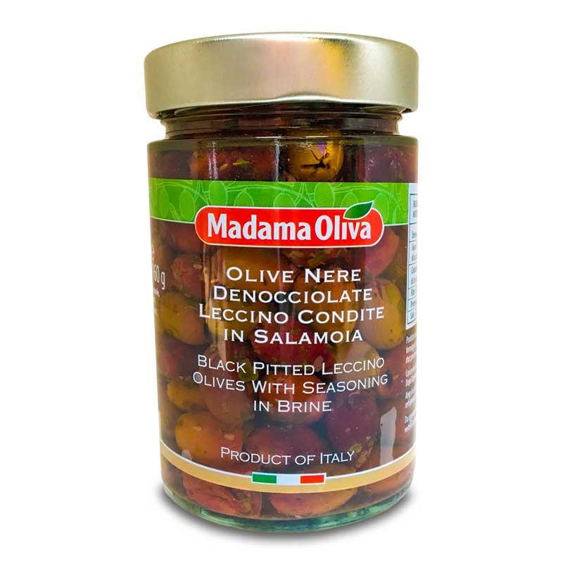 Madama Oliva Black Pitted Leccino Olives, 300g